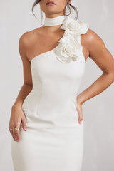 White Mini Dress With Ruffled Choker