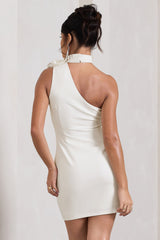White Mini Dress With Ruffled Choker