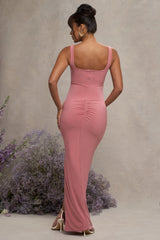 Blush Square Neck Maternity Maxi Dress with Split