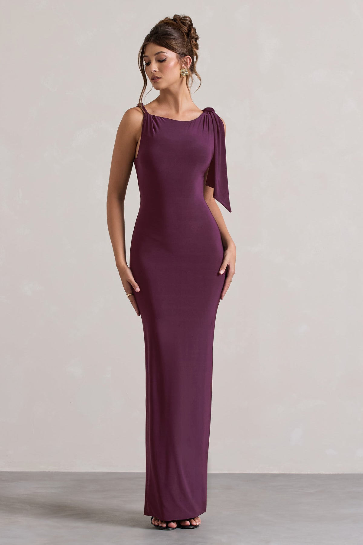 Plum Twisted Knot Maxi Dress