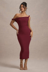 Berry Twisted Asymmetric Midi Dress