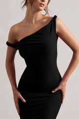 Black Twisted Asymmetric Maxi Dress