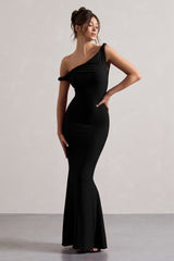 Black Twisted Asymmetric Maxi Dress