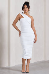 White One Shoulder Bodycon Midi Dress