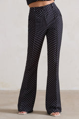 Black Polka Dot High Waist Wide Leg Trousers