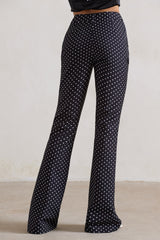 Black Polka Dot High Waist Wide Leg Trousers