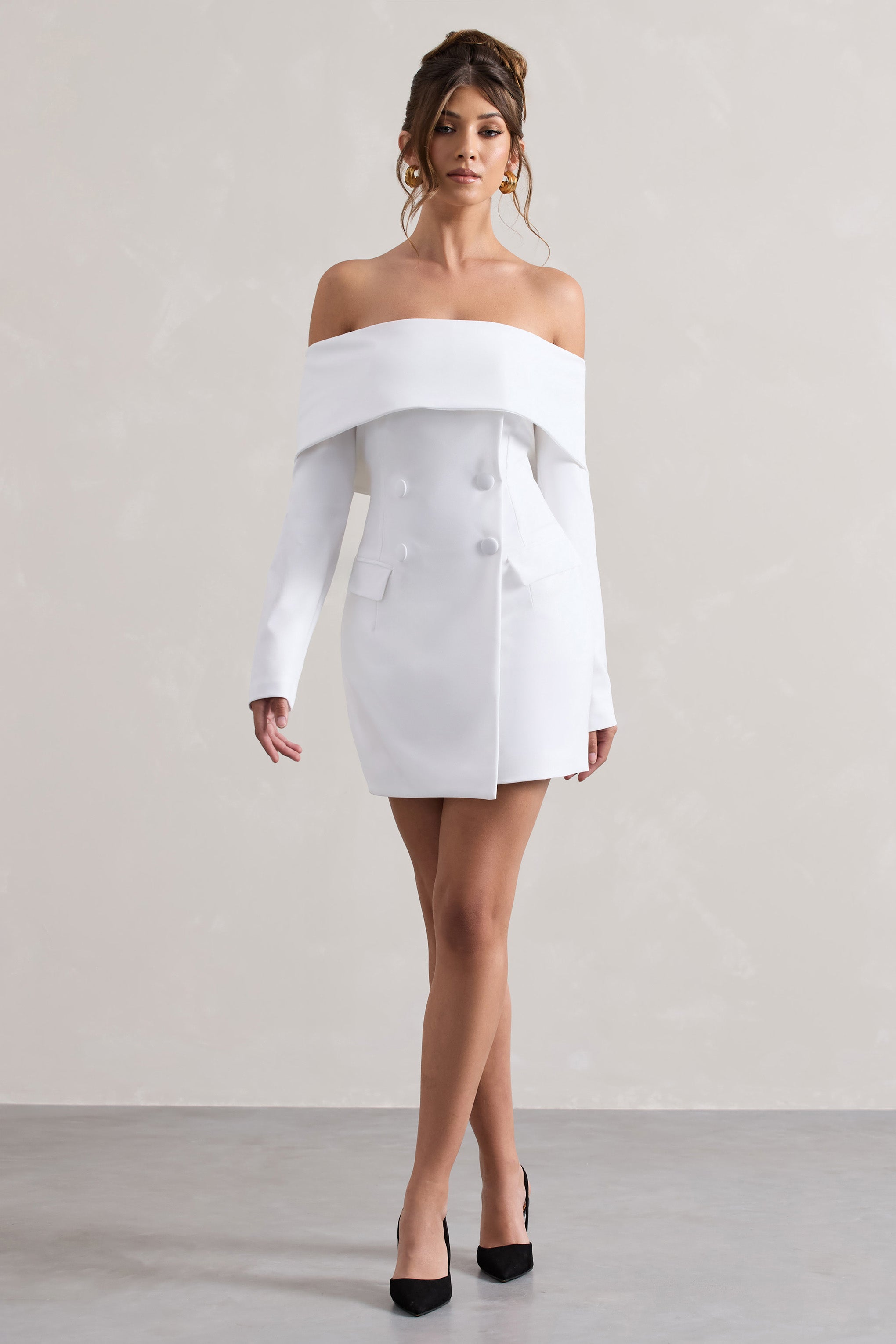 White Bardot Tailored Blazer Dress