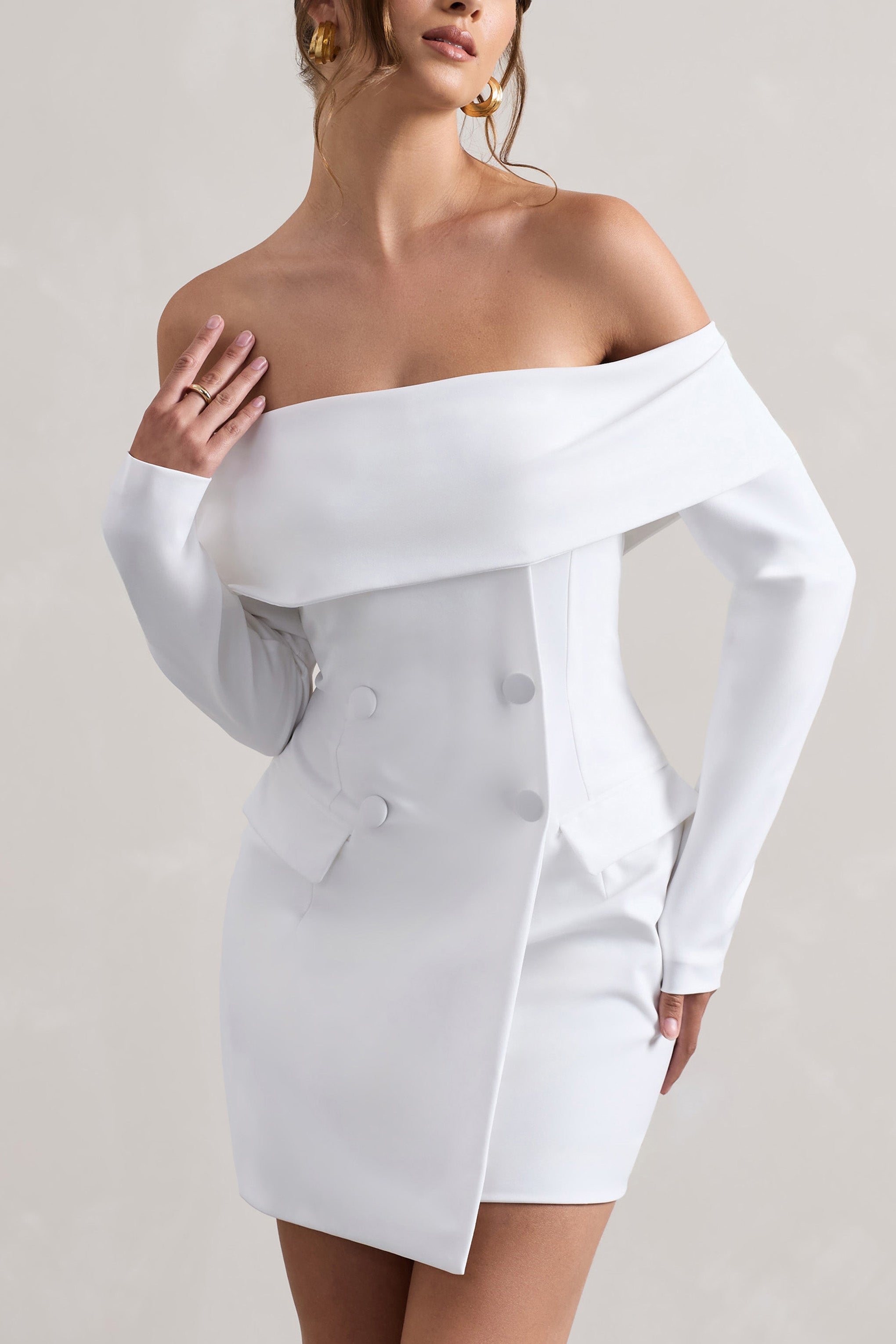 White Bardot Tailored Blazer Dress
