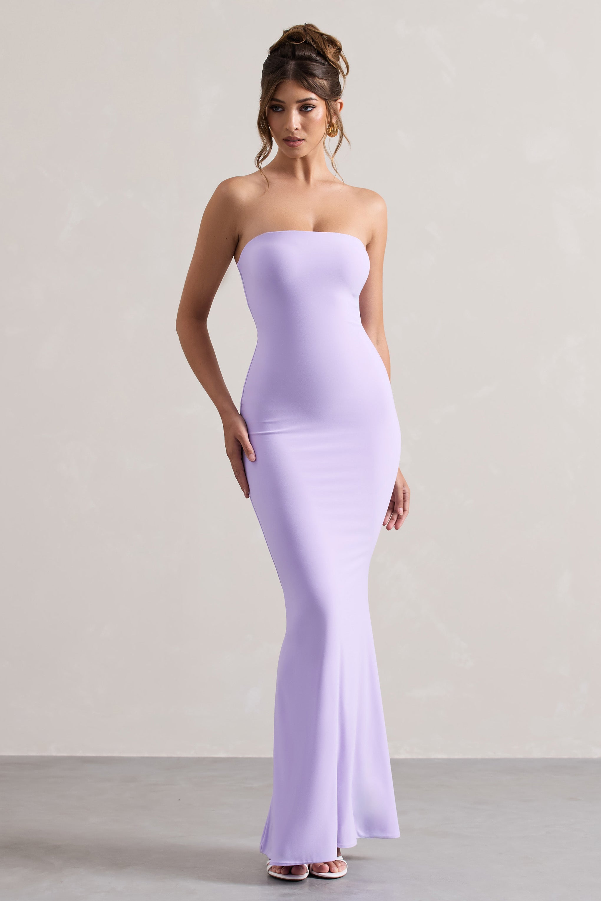 Lilac Bandeau Fishtail Maxi Dress