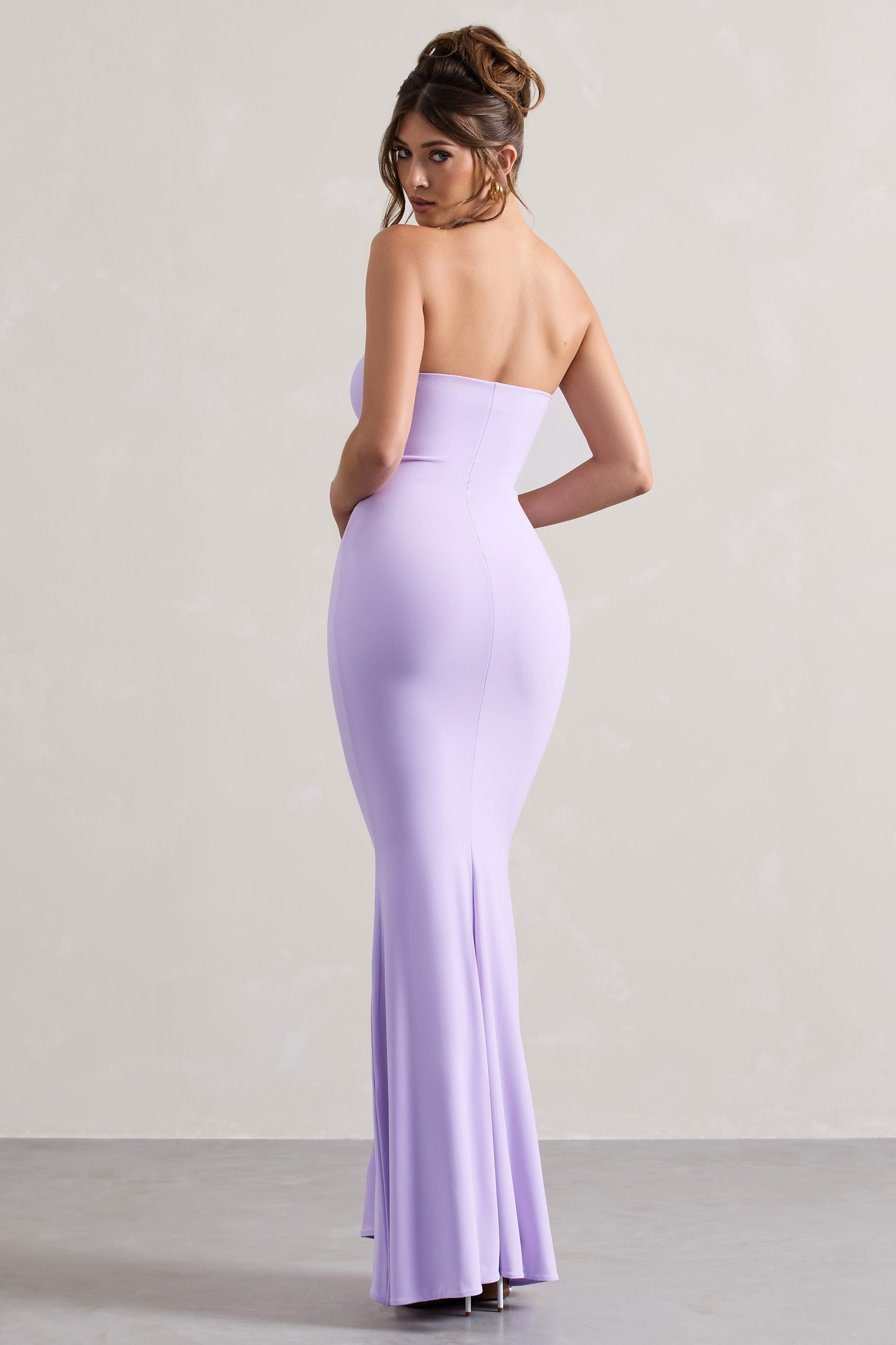 Lilac Bandeau Fishtail Maxi Dress