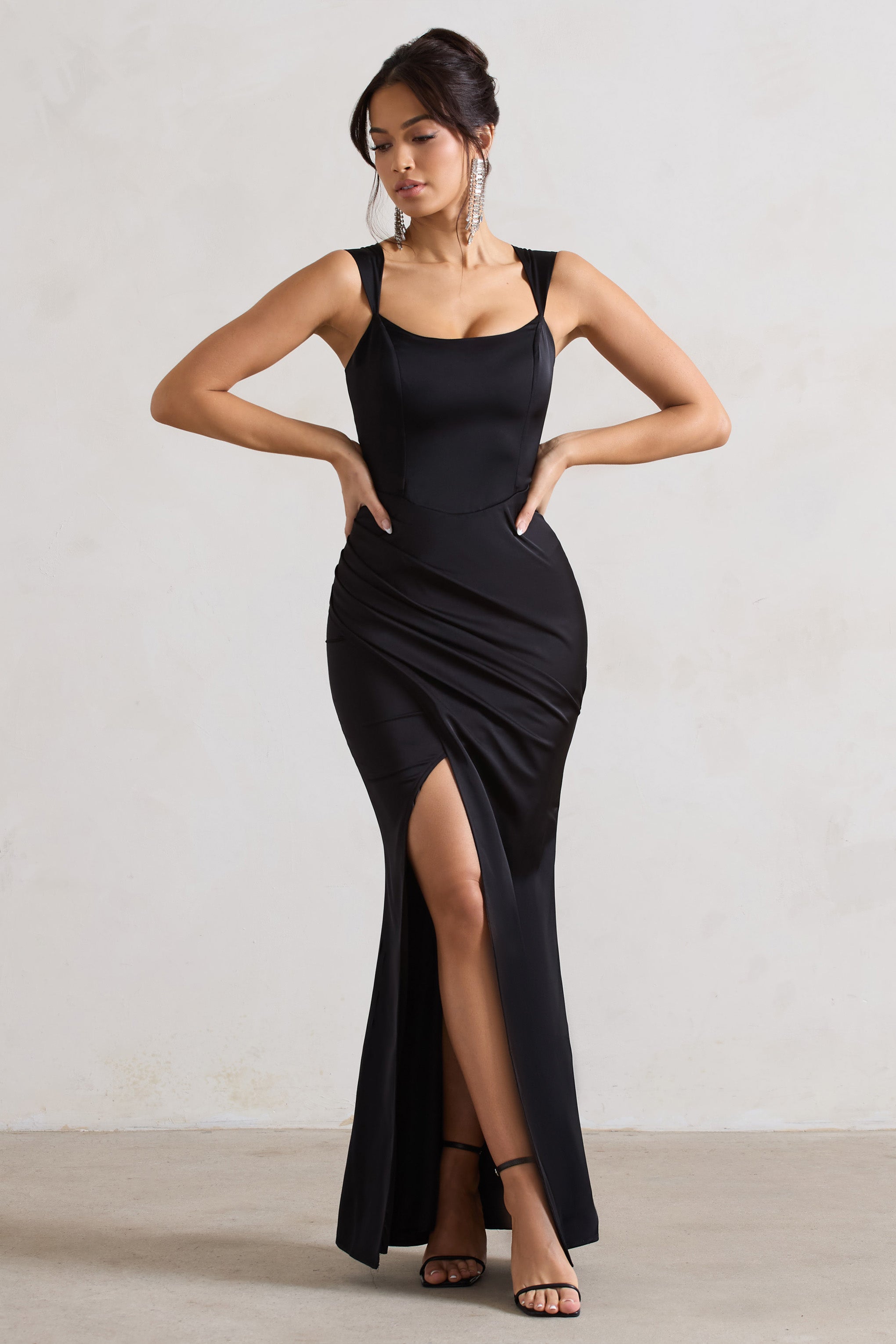 WB_CL129979002-ARomanticBlackSatinCorsetWrapMaxiDress1