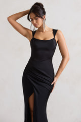 WB_CL129979002-ARomanticBlackSatinCorsetWrapMaxiDress5