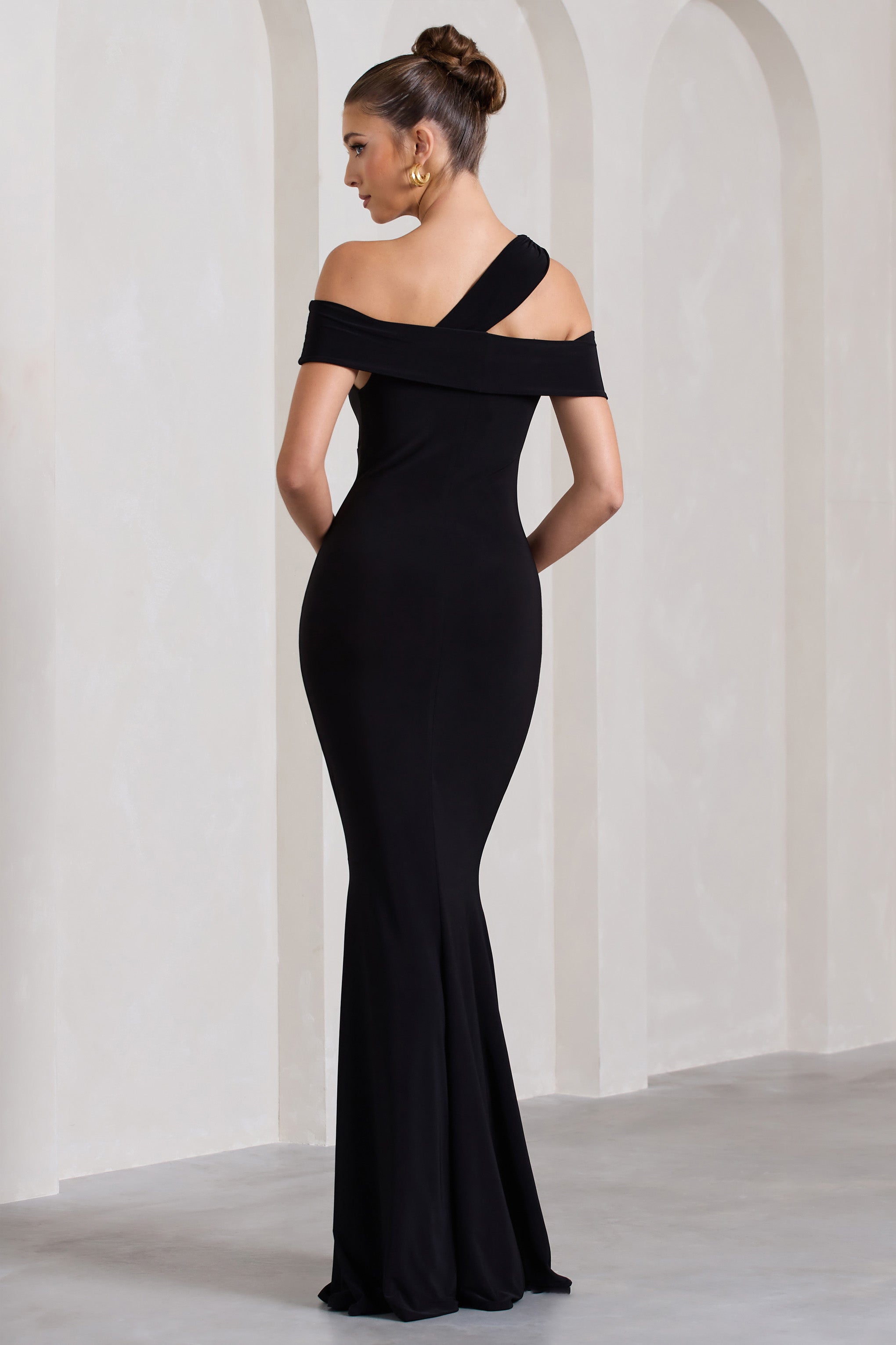 Black Strappy Asymmetric Cut-Out Maxi Dress