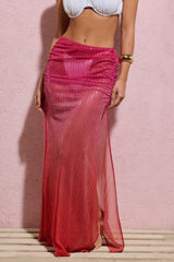 Pink & Orange Ombre Sequin Maxi Skirt