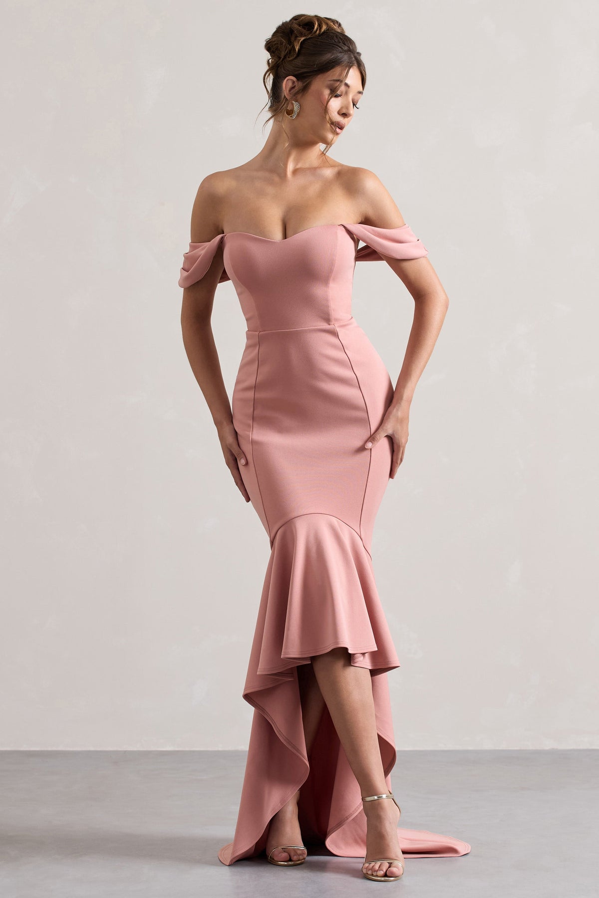 Blush Sweetheart High-Low Maxi Dress With Ruffle Hem