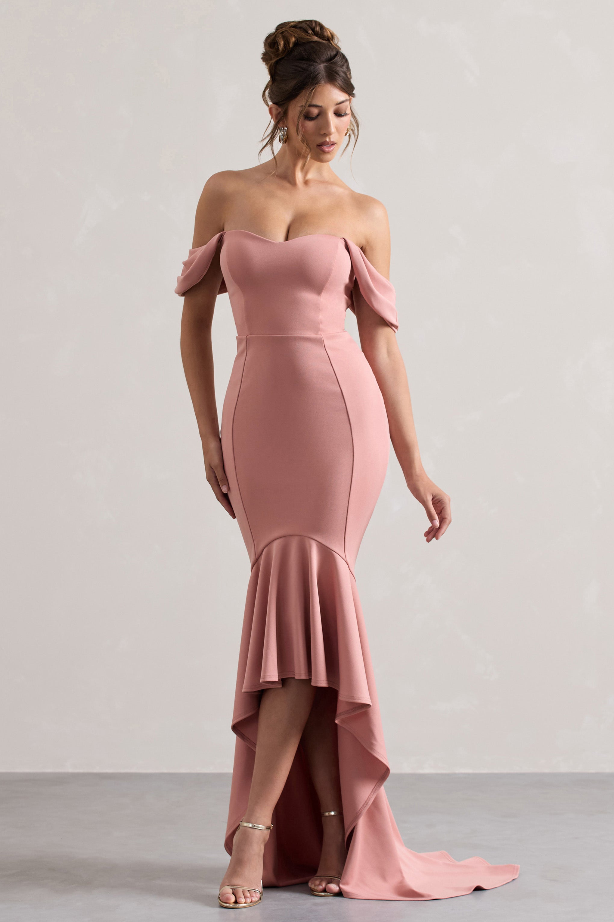 Blush Sweetheart High-Low Maxi Dress With Ruffle Hem