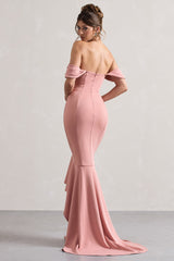 Blush Sweetheart High-Low Maxi Dress With Ruffle Hem