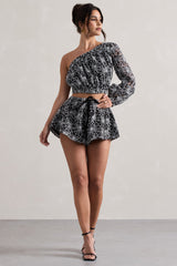 Black Lace Tie Waist Shorts