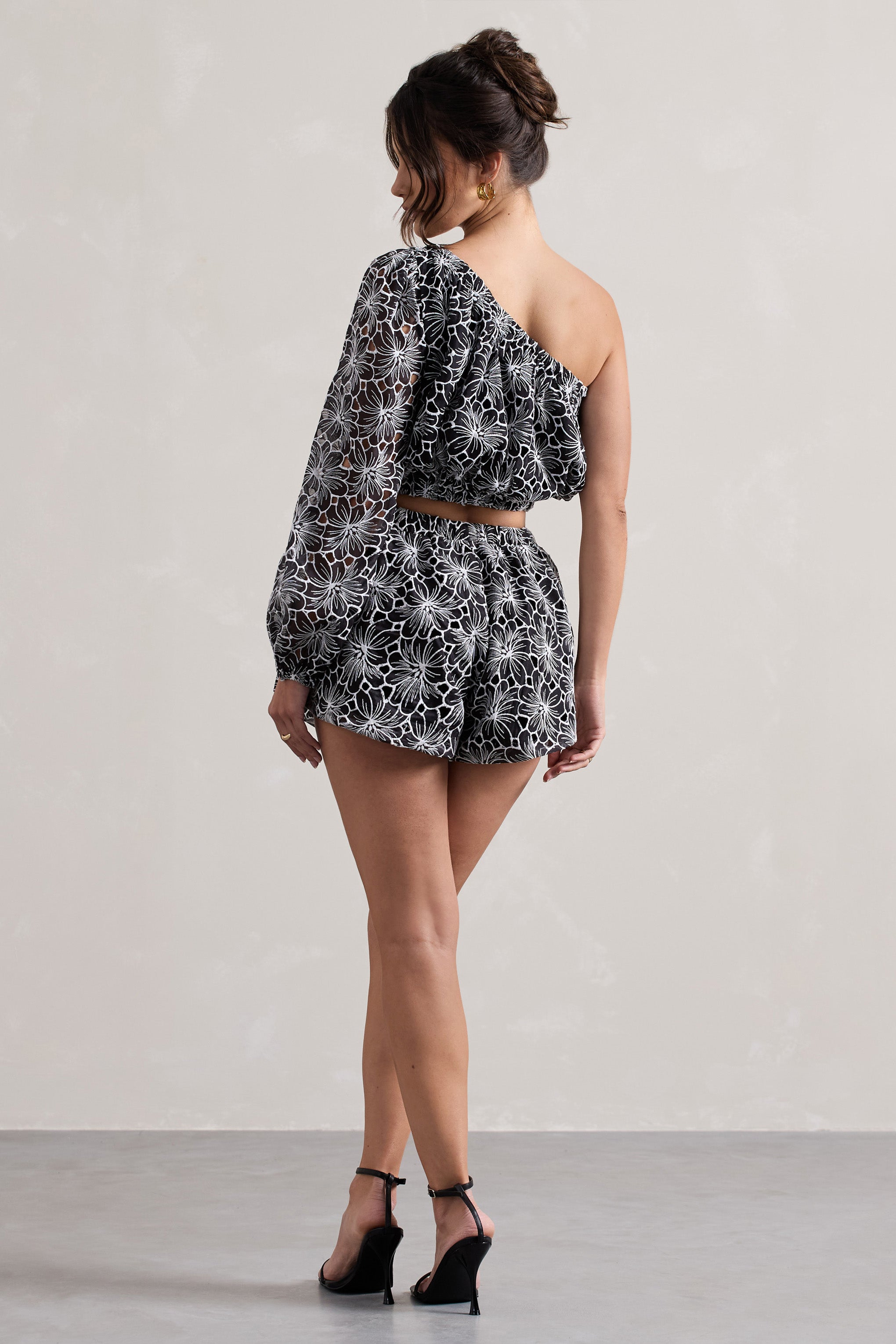 Black Lace Tie Waist Shorts