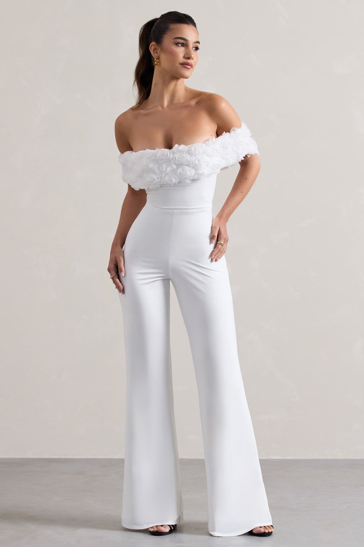 White Floral Bardot Jumpsuit