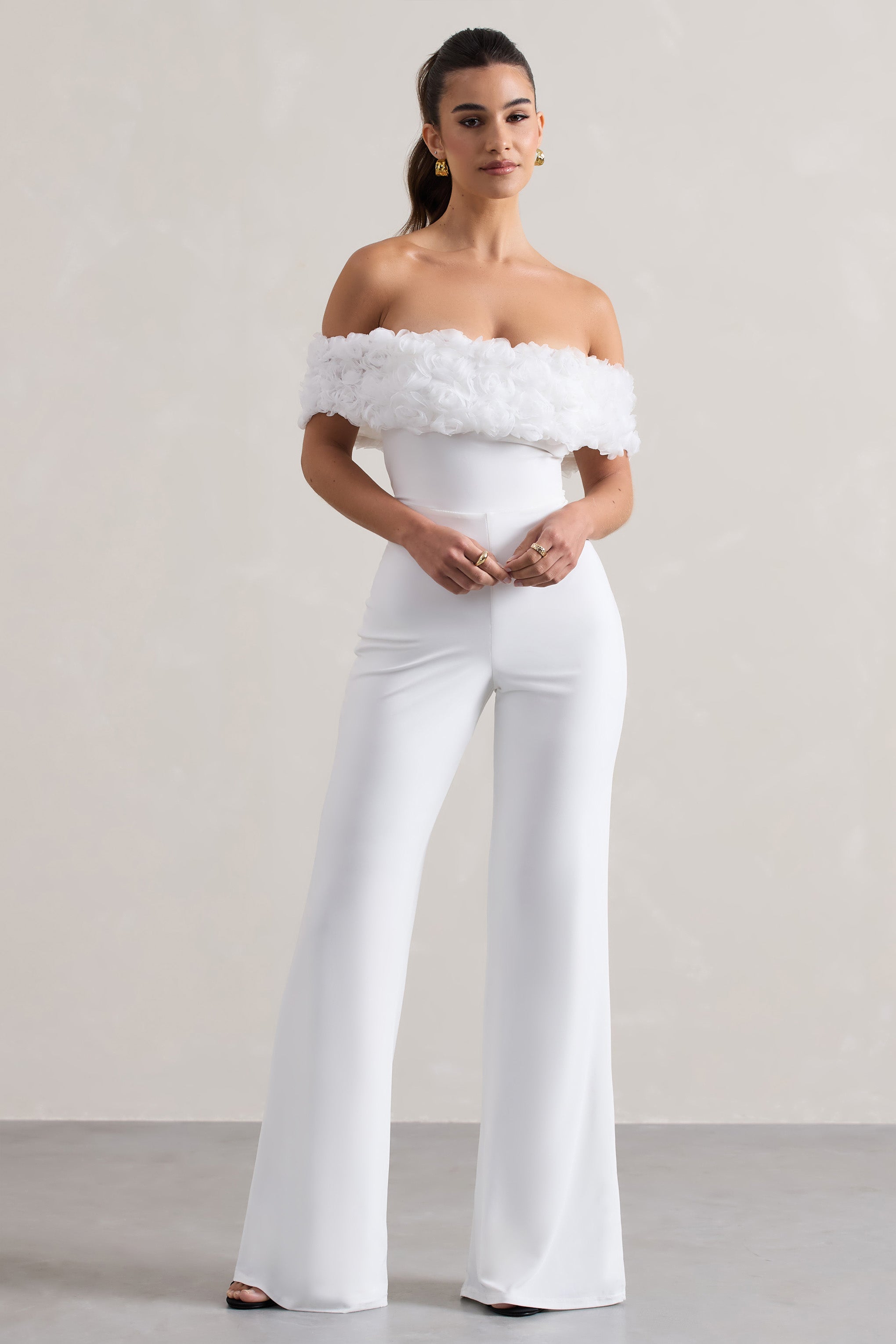 White Floral Bardot Jumpsuit