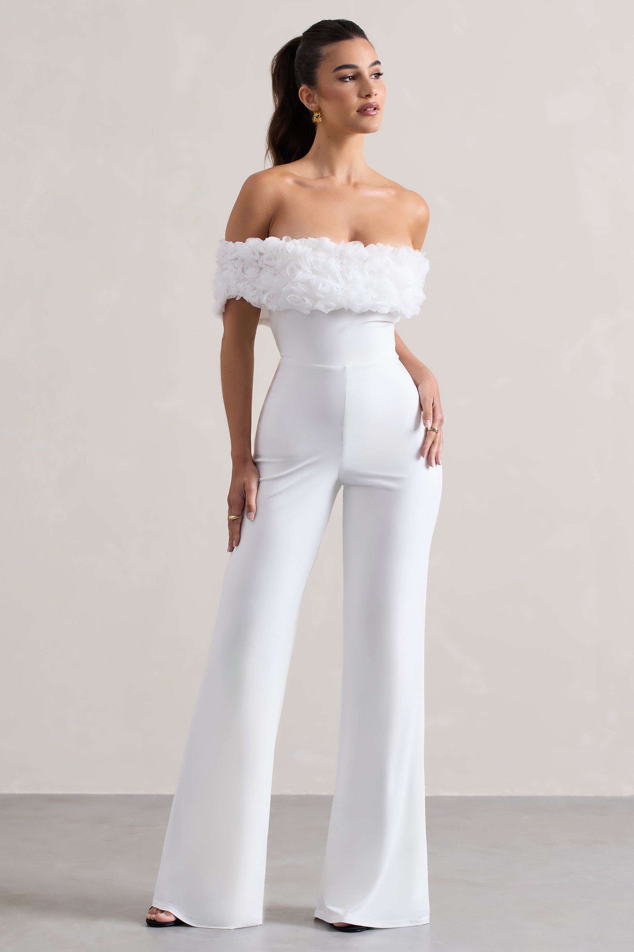 White Floral Bardot Jumpsuit