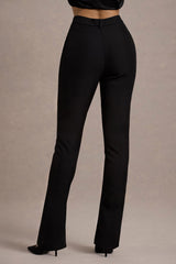 Black High Waist Tailored Trousers With Hem Split