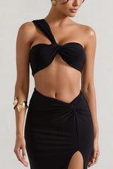 Black Knot One Shoulder Bralette