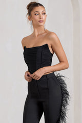 Black Bandeau Mesh Corset Style Crop Top