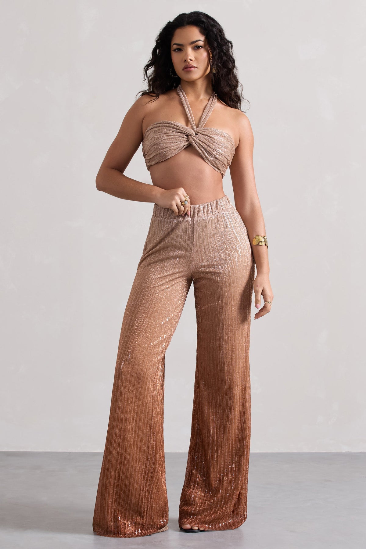Gold Metallic Ombre Trousers