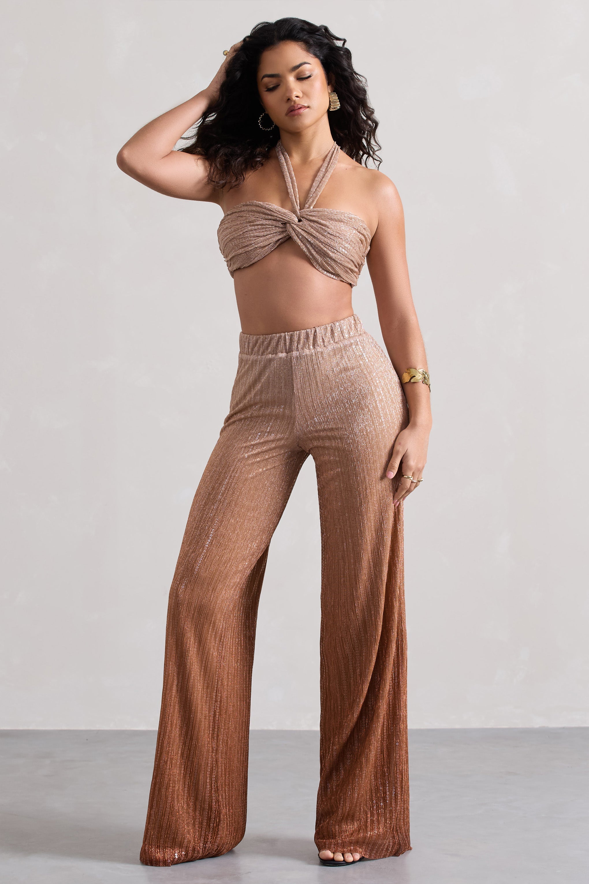 Gold Metallic Ombre Trousers