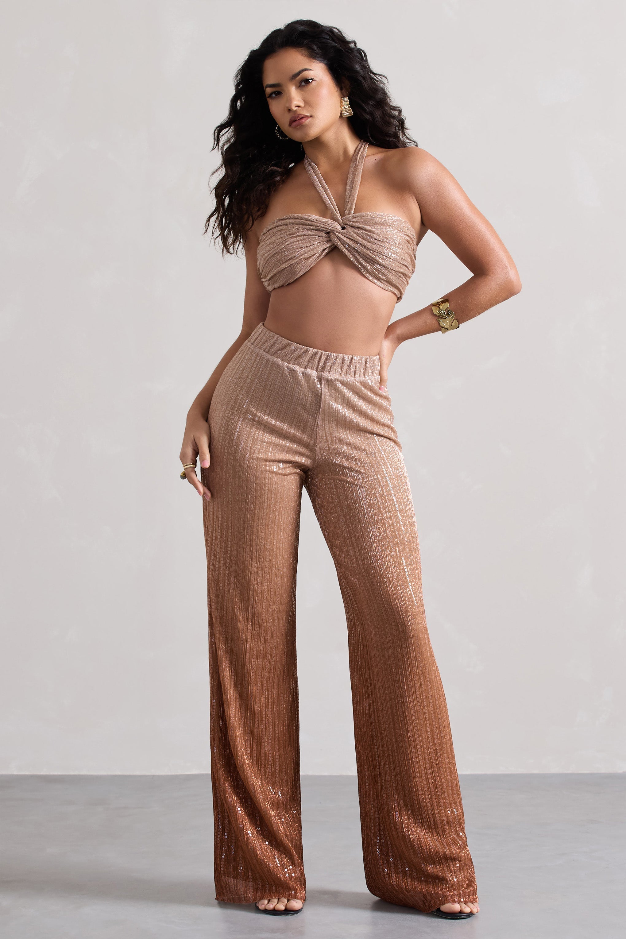 Gold Metallic Ombre Trousers