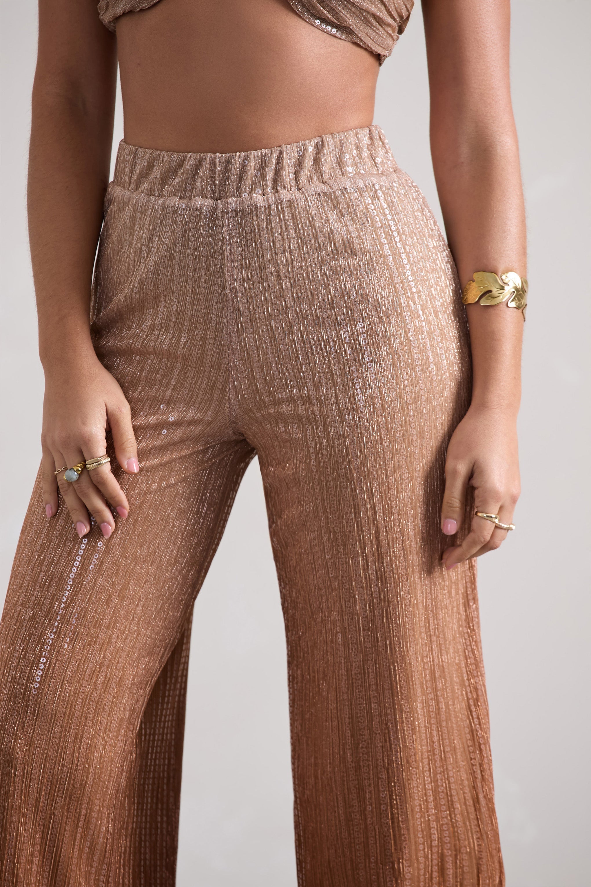 Gold Metallic Ombre Trousers