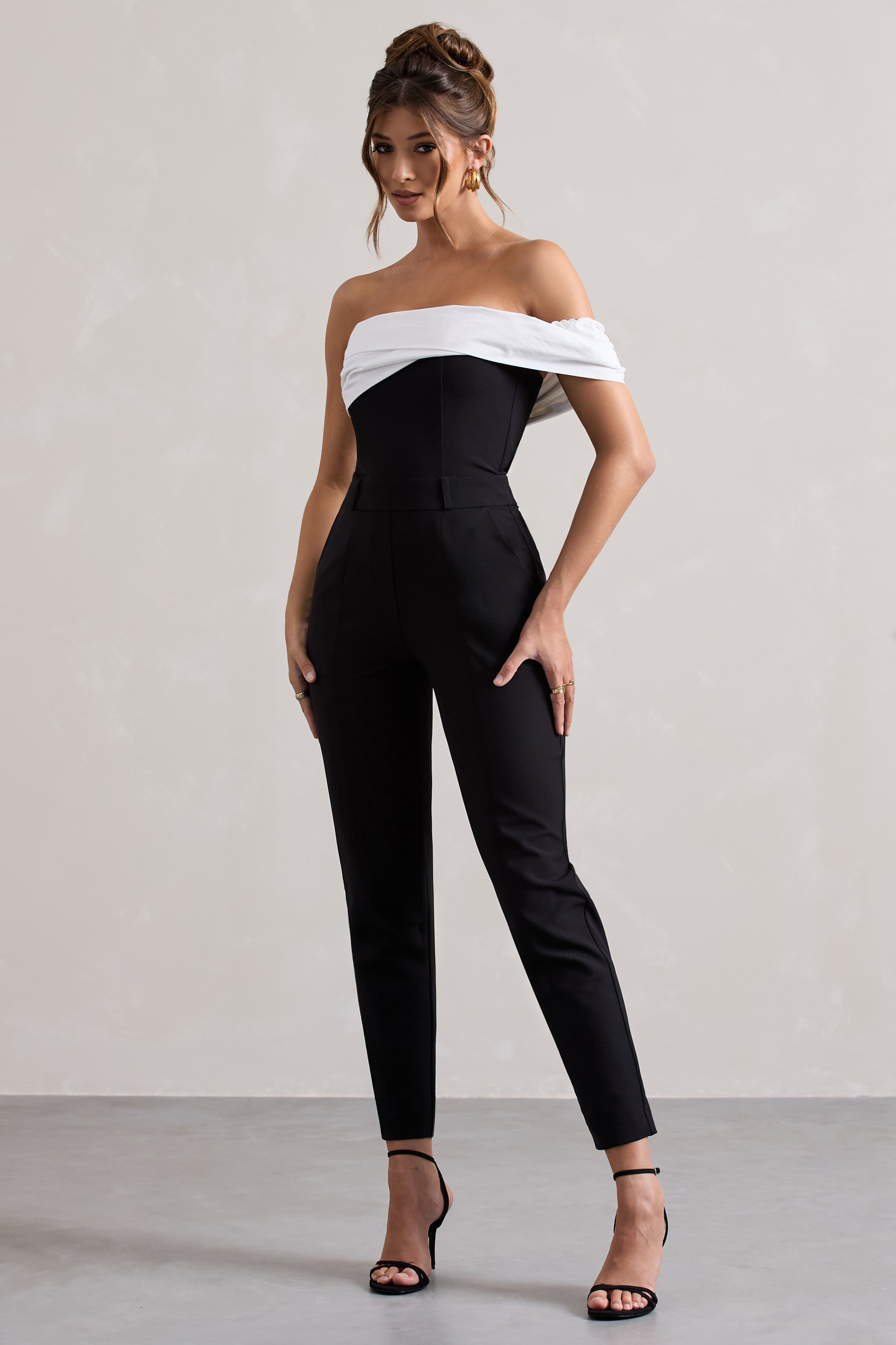 Black Twisted Bardot Tailored Jumpsuit