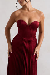 Berry Satin Corset Style Midi Dress