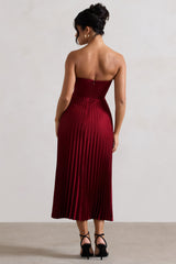 Berry Satin Corset Style Midi Dress
