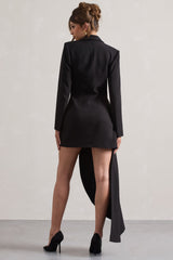 Black Tailored Blazer Mini Dress With Asymmetric Hem
