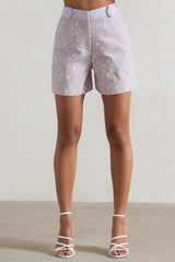 Mauve Lace High-Waist Tailored Shorts