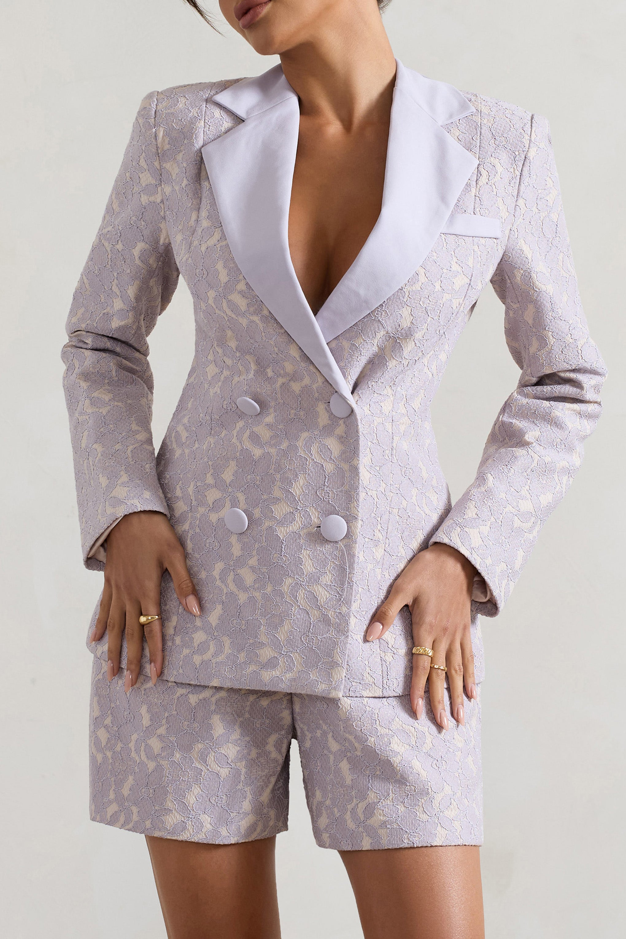 Mauve Lace Tailored Blazer
