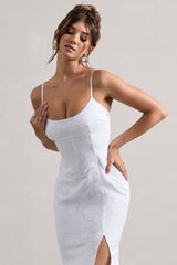 White Lace Corset Split Maxi Dress