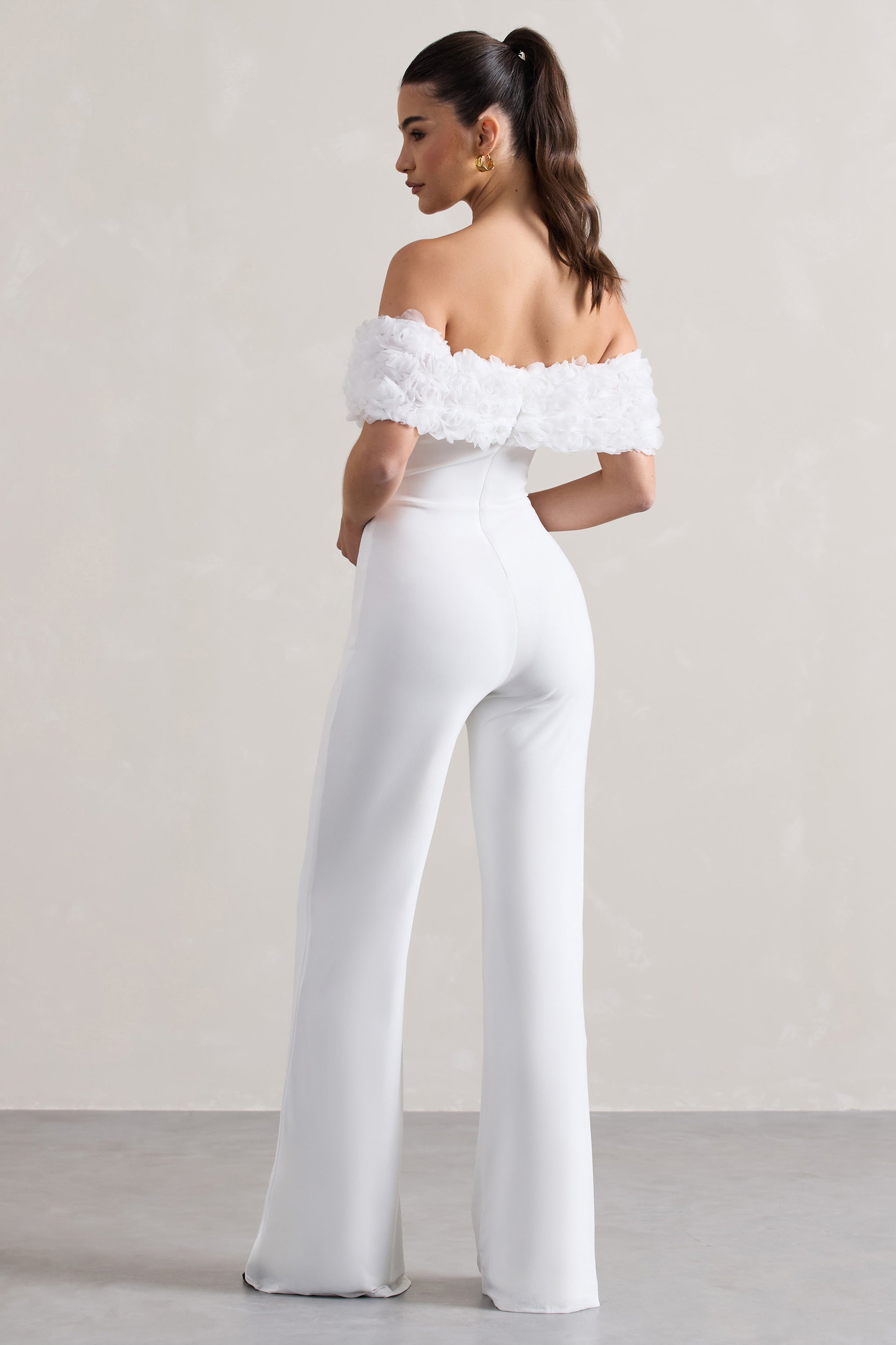 White Floral Bardot Jumpsuit